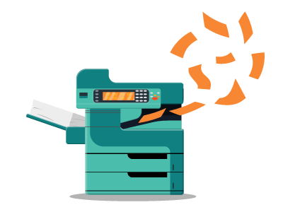 Document scanning machine causing a mess and mistake.